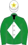 Green, white diamond, white cap, yellow star