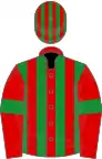 Red, green stripes and armlets, striped cap