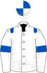White, royal blue epaulets and armlets, quartered cap