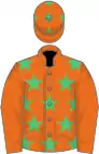 Orange, emerald green stars, orange sleeves