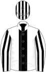White, black stripe, striped sleeves and cap