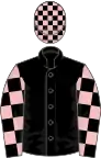Black, black and pink check sleeves and cap