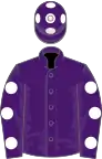 Purple, white spots on sleeves and cap