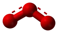 Ball and stick model of ozone