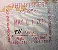 Entry stamp in a Philippine Passport