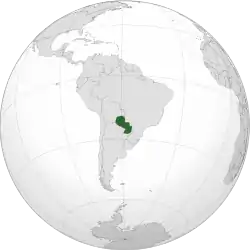 Location of&nbsp;Paraguay&nbsp;(dark green)in South America&nbsp;(grey)
