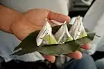 Paan (betel leaves) being served with silver foil at Sarnath near Varanasi, India