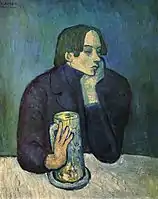 1901–02, Le bock (Portrait de Jaime Sabartes), The Glass of Beer (Portrait of the Poet Sabartes), oil on canvas, 82 x 66&nbsp;cm, Pushkin Museum, Moscow