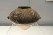 Pot with geometric lattice pattern; by Majiayao culture; 2600–2300 BC; painted potter; Shanghai Museum