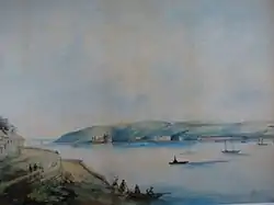 A painting of the Turkish bath-houses and surrounding area of Glenbrook