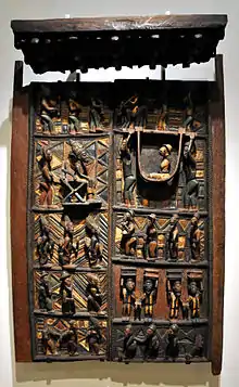 Pair of door panels and a lintel; circa 1910–1914; by Olowe of Ise; (British Museum, London)