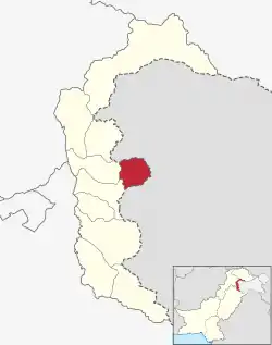 Map of Azad Kashmir with the Haveli District highlighted in red