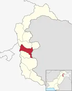 Map of Azad Kashmir with the Poonch District highlighted in red