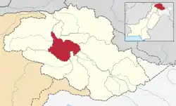 Map of Gilgit-Baltistan with the Gilgit District highlighted in red