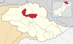 Map of Gilgit-Baltistan with the Nagar District highlighted in red