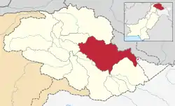 Map of Gilgit-Baltistan with the Shigar District highlighted in red