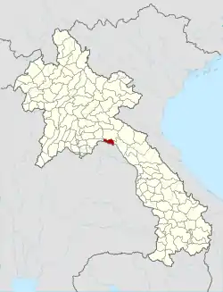 Location of Pakxan district in Laos