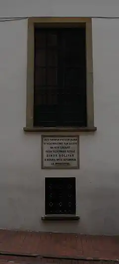 Window of the Palacio de San Carlos through which Bolívar escaped assassination on 25 September 1828