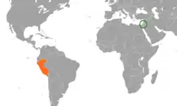 Map indicating locations of Palestine and Peru
