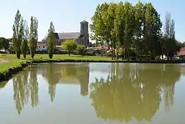 The church and lake in Palluau