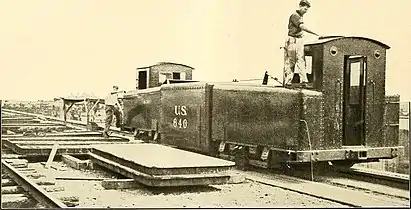 Link and pin coupler on a 1913 Panama Canal locomotive, the buffers at this end have been removed
