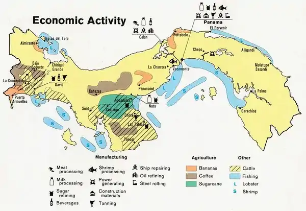 Image 6An economic activity map of Panama, 1981. (from Economy of Panama)