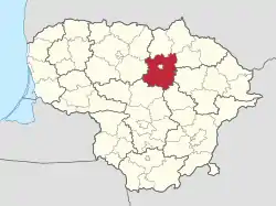 Location of Panevėžys district municipality within Lithuania