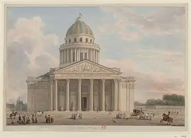 The Panthéon in 1795. The facade windows were bricked up to make the interior darker and more solemn.