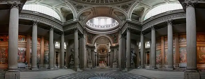 Fluted columns and pilasters inside The Panthéon, Paris, France.