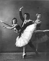 (left to right) Elsa Vill, Pierre Vladimirov and Elizaveta Gerdt in the Pas de trois from Paquita. St. Petersburg, 1909