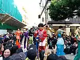 Stilt performers in Macau