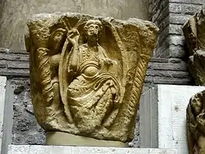 Original choir capital column, “Christ in Majesty”,  now in Cluny Museum