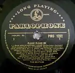 Please Please Me by the Beatles (side 1) – 1963. Parlophone gold and black label