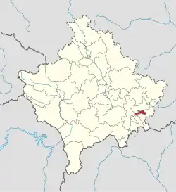 Location of the municipality of Parteš within Kosovo