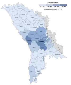 Votes won by PL in the April 2009 election by raion and municipality