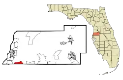 Location in Pasco County and the state of Florida