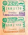 Passport stamps from the Drewitz checkpoint.