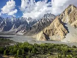 Tupopdan and the ♪Hunza River, from the Karakoram Highway in Passu, Pakistan