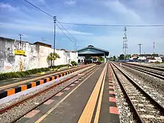 The platform of Pasuruan railway station from the second track, taken in 2023
