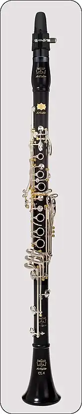 Full Boehm clarinet with 21 keys and 7 rings developed c. 1870.