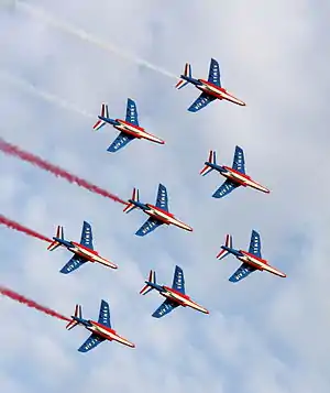 Image 2Patrouille de FrancePhotograph: Łukasz GolowanowThe Patrouille de France, a precision aerobatic demonstration team, in full formation at the Radom Air Show. The team was established as part of the French Air Force in 1947, although aerobatic teams had existed in the country since 1931. The Patrouille fly Dassault/Dornier Alpha Jets.More selected pictures