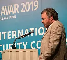 Paul Vixie giving the keynote presentation at AVAR 2019