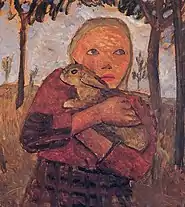 Elsbeth Modersohn with a rabbit (1905)