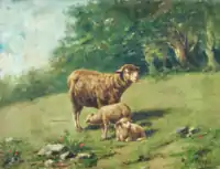 Pecore al Pascolo (Naples); oil on canvas, 26.7x35.6&nbsp;cm