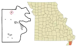 Location of Wardell, Missouri