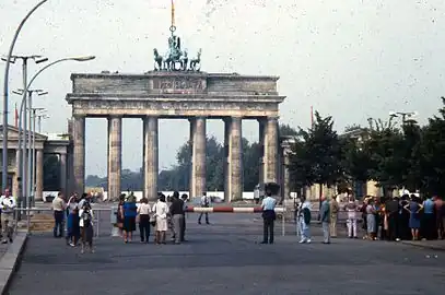 In 1984, East Berliners and others were kept away from the Gate, which they could view only from this distance.