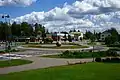 A roundabout in the village center