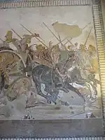 Detail of the Persians on the right side of the Mosaic.