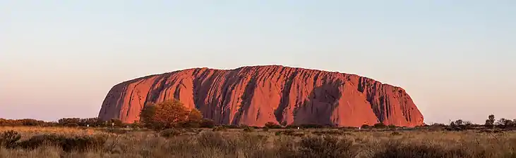 Uluru, an 863-metre (2,831&nbsp;ft) sandstone formation in Australia's Northern Territory.