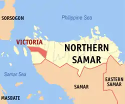 Map of Northern Samar with Victoria highlighted